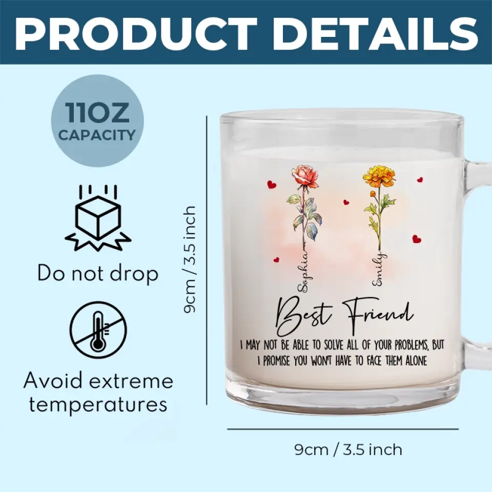 We Promise You Won't Have To Face Them Alone - Bestie Personalized Custom Glass Mug - Gift For Best Friends, BFF, Sisters - Image 5