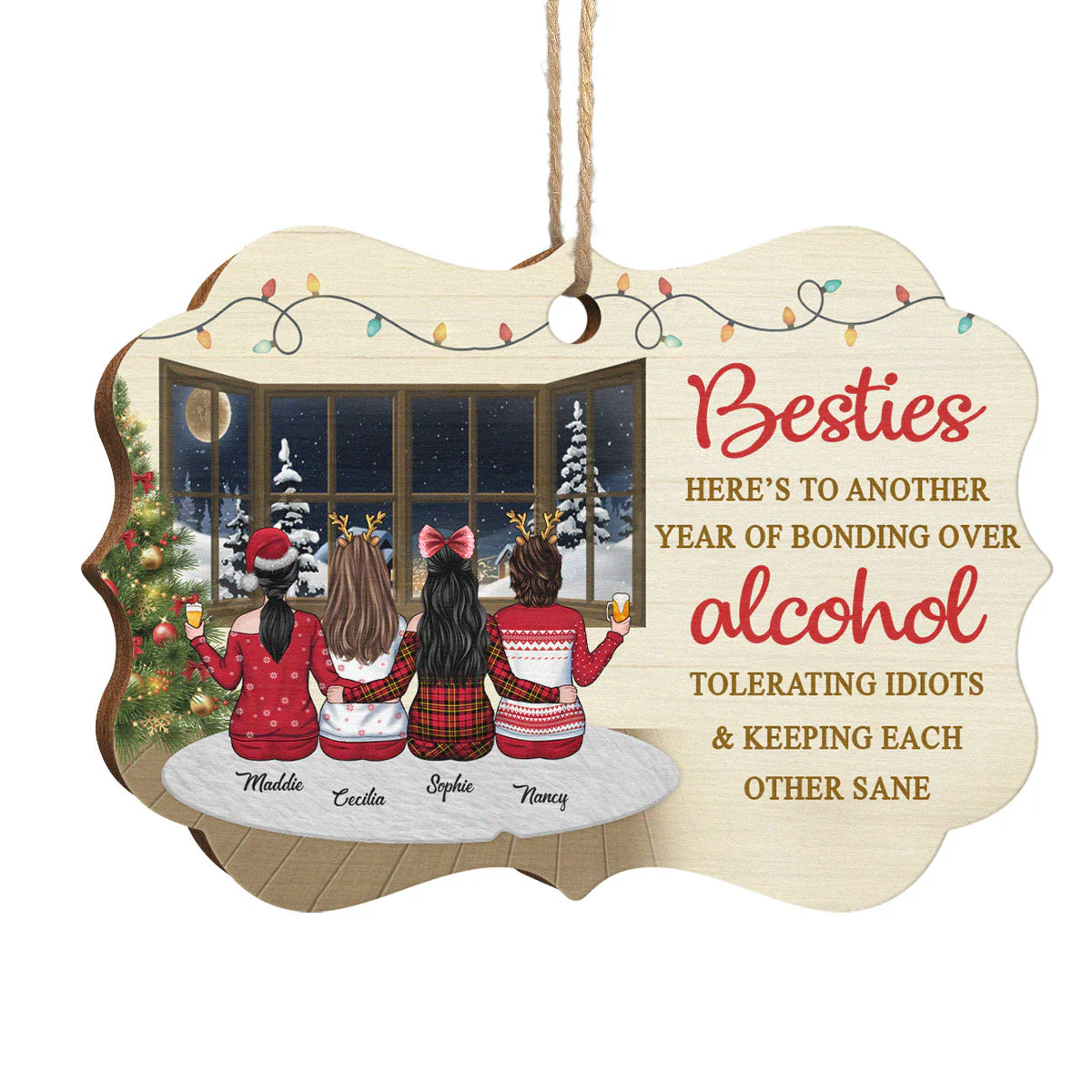 We‚re Like A Really Small Gang - Personalized Custom Benelux Shaped Wood Christmas Ornament - Gift For Bestie, Best Friend, Sister, Birthday Gift For Bestie And Friend, Christmas New Arrival Gift - Image 3