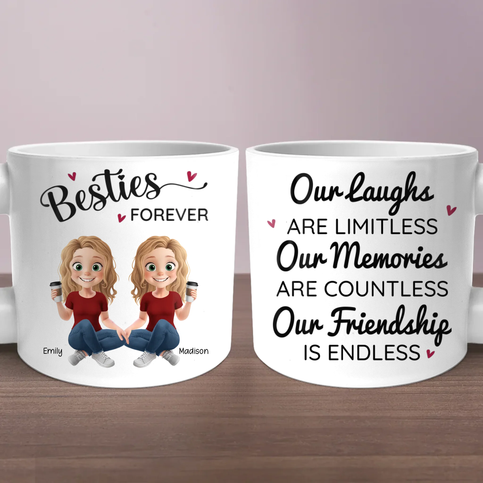 We Will Be Friends Until We're Old And Senile - Bestie Personalized Custom Chunky Mug - Gift For Best Friends, BFF, Sisters - Image 2