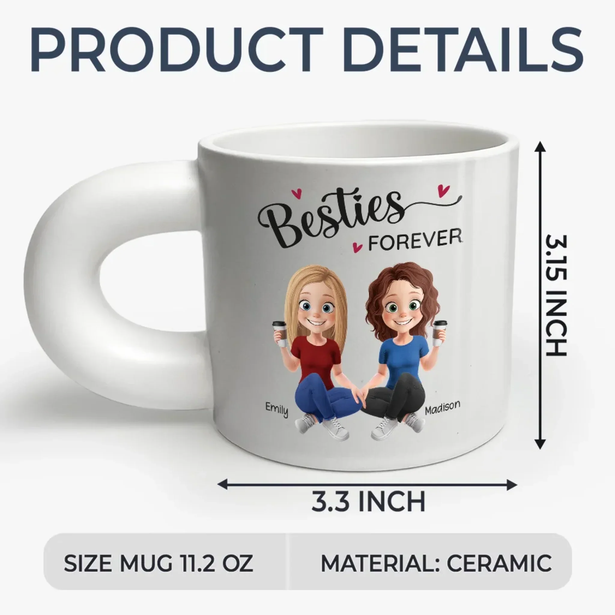 We Will Be Friends Until We're Old And Senile - Bestie Personalized Custom Chunky Mug - Gift For Best Friends, BFF, Sisters - Image 5