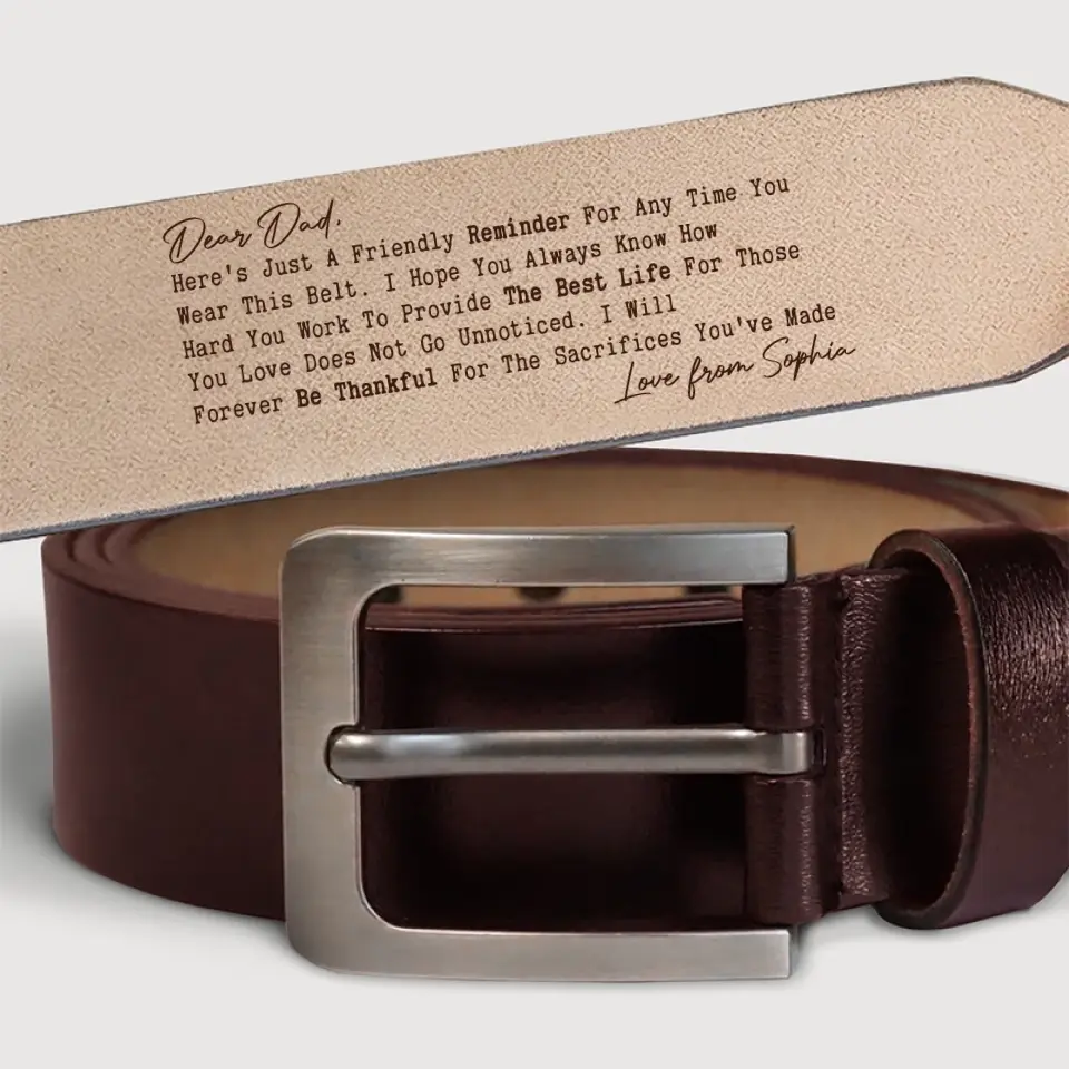 We Will Forever Be Thankful - Family, Personalized Custom Engraved Leather Belt - Father's Day, Gift For Dad, Grandpa - Image 5