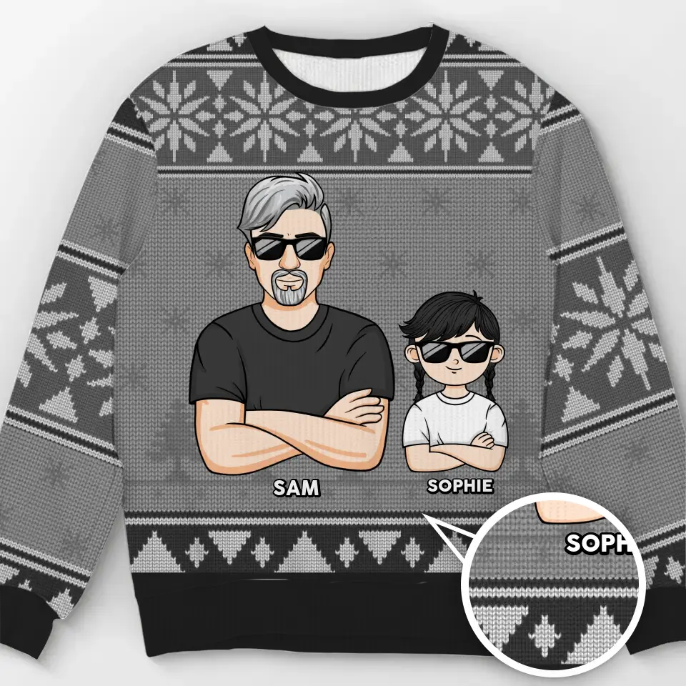 We Wish You A Merry Christmas - Family Personalized Custom Ugly Sweatshirt - Unisex Wool Jumper - Christmas Gift For Family Members - Image 2