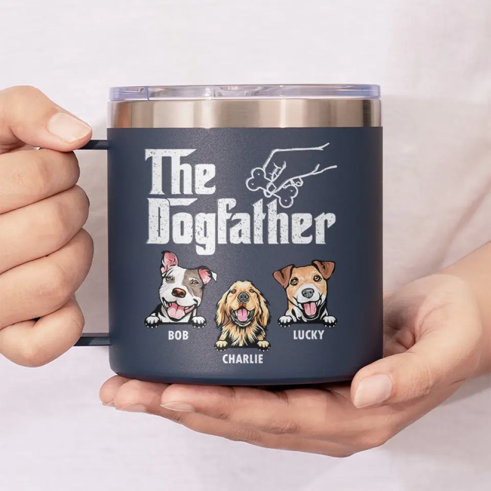We Woof You Every Day - Dog Personalized Custom 14oz Stainless Steel Tumbler With Handle - Gift For Pet Owners, Pet Lovers - Image 3