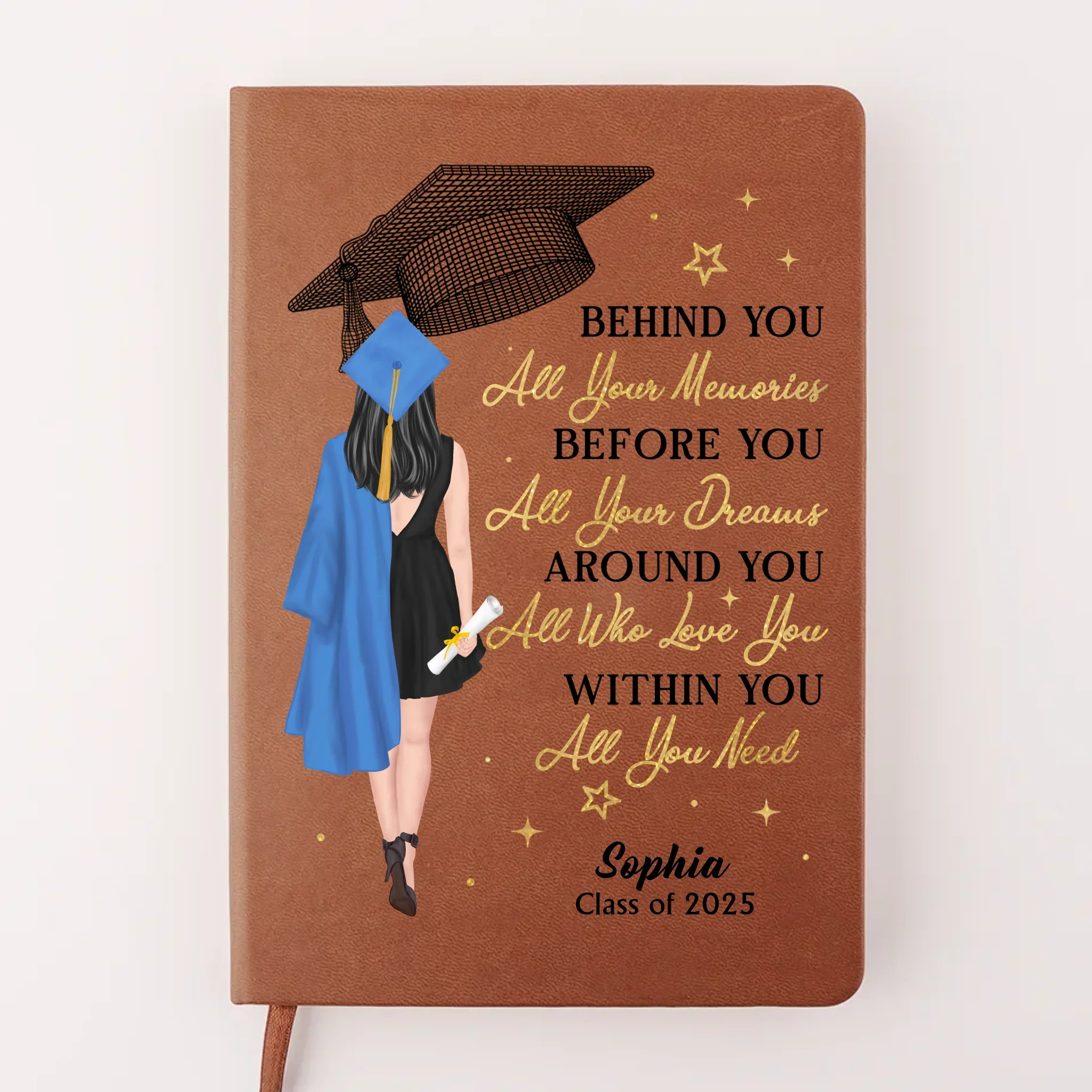 Wearing Success, One Step At A Time - Family Personalized Custom Leather Journal - Graduation Gift For Family Members, Siblings, Brothers, Sisters, Best Friends - Image 2