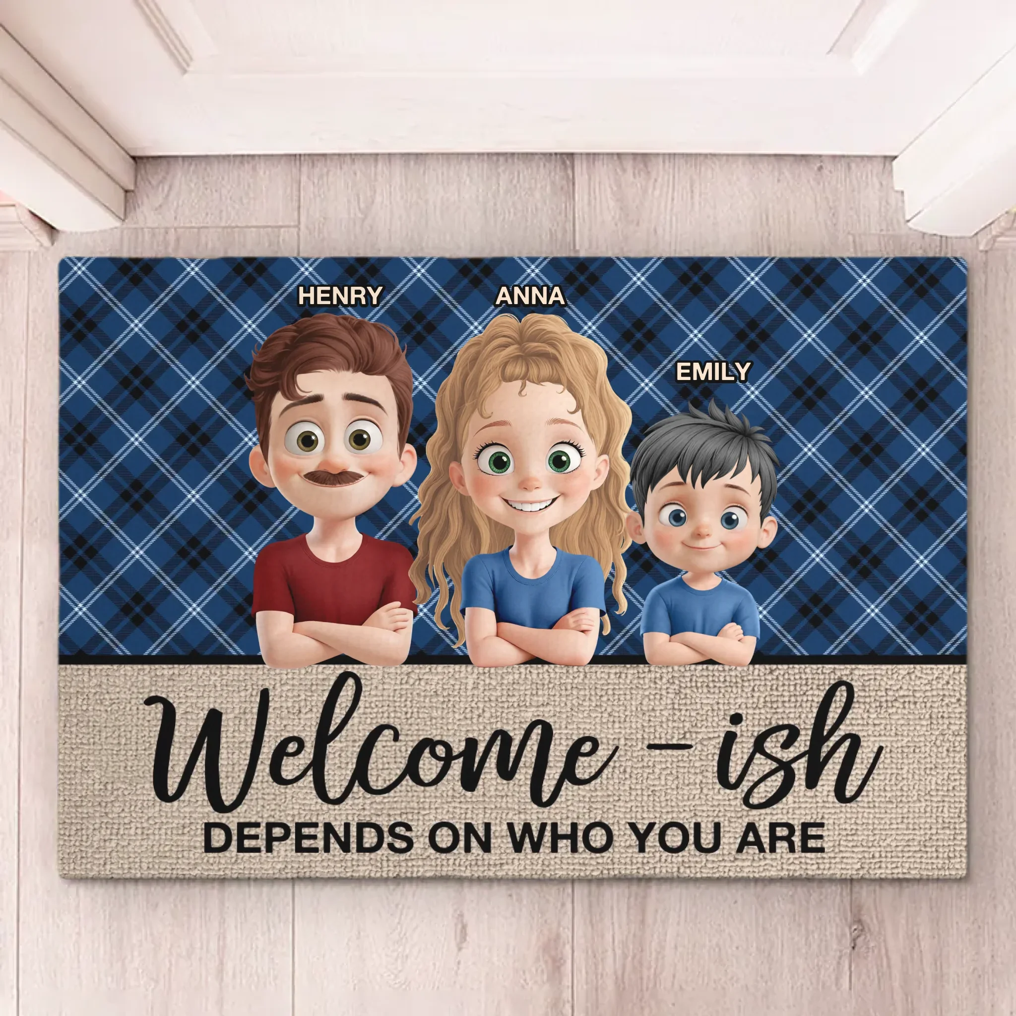 Welcome Maybe It Depends - Family Personalized Custom Home Decor Decorative Mat - House Warming Gift For Family Members - Image 2