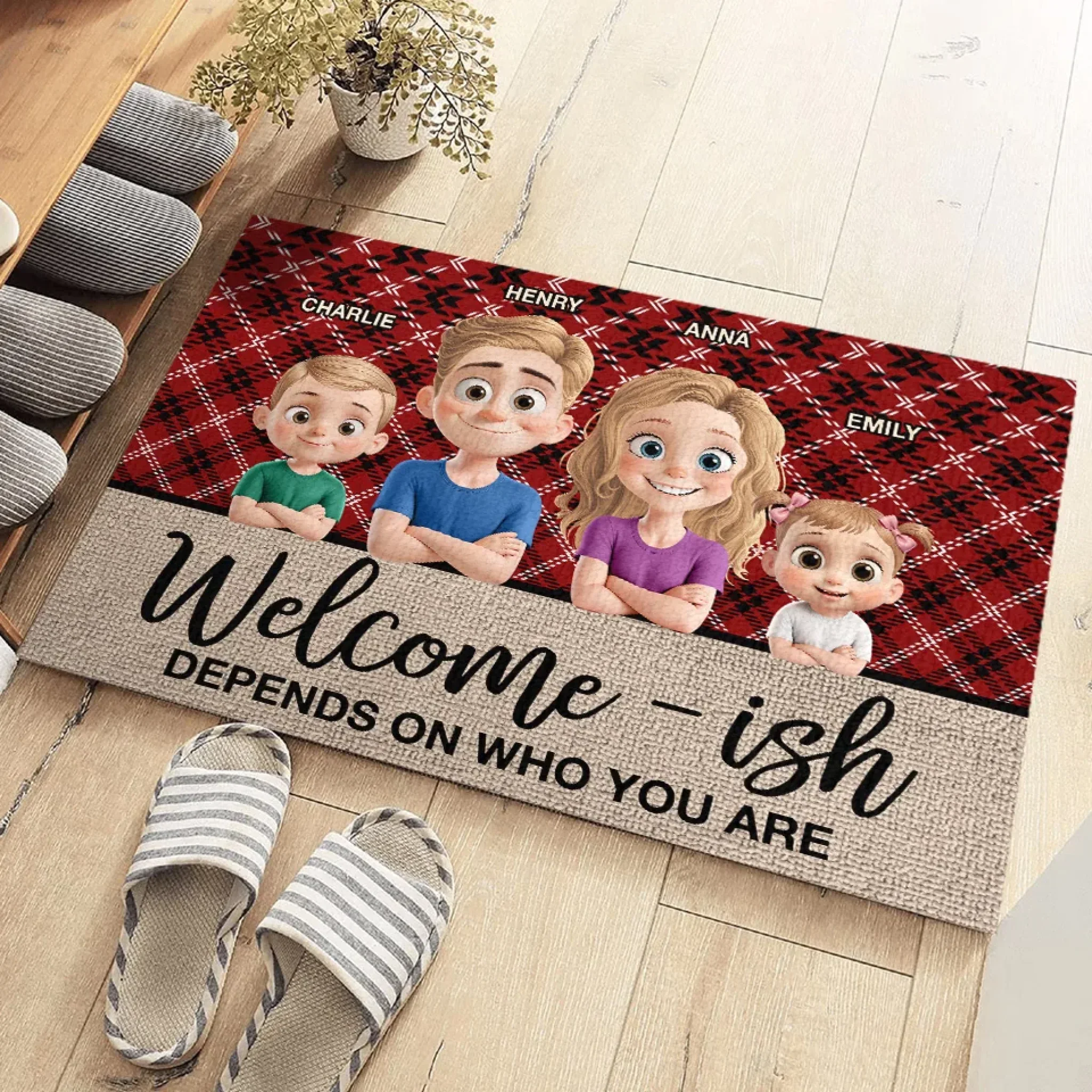 Welcome Maybe It Depends - Family Personalized Custom Home Decor Decorative Mat - House Warming Gift For Family Members - Image 3