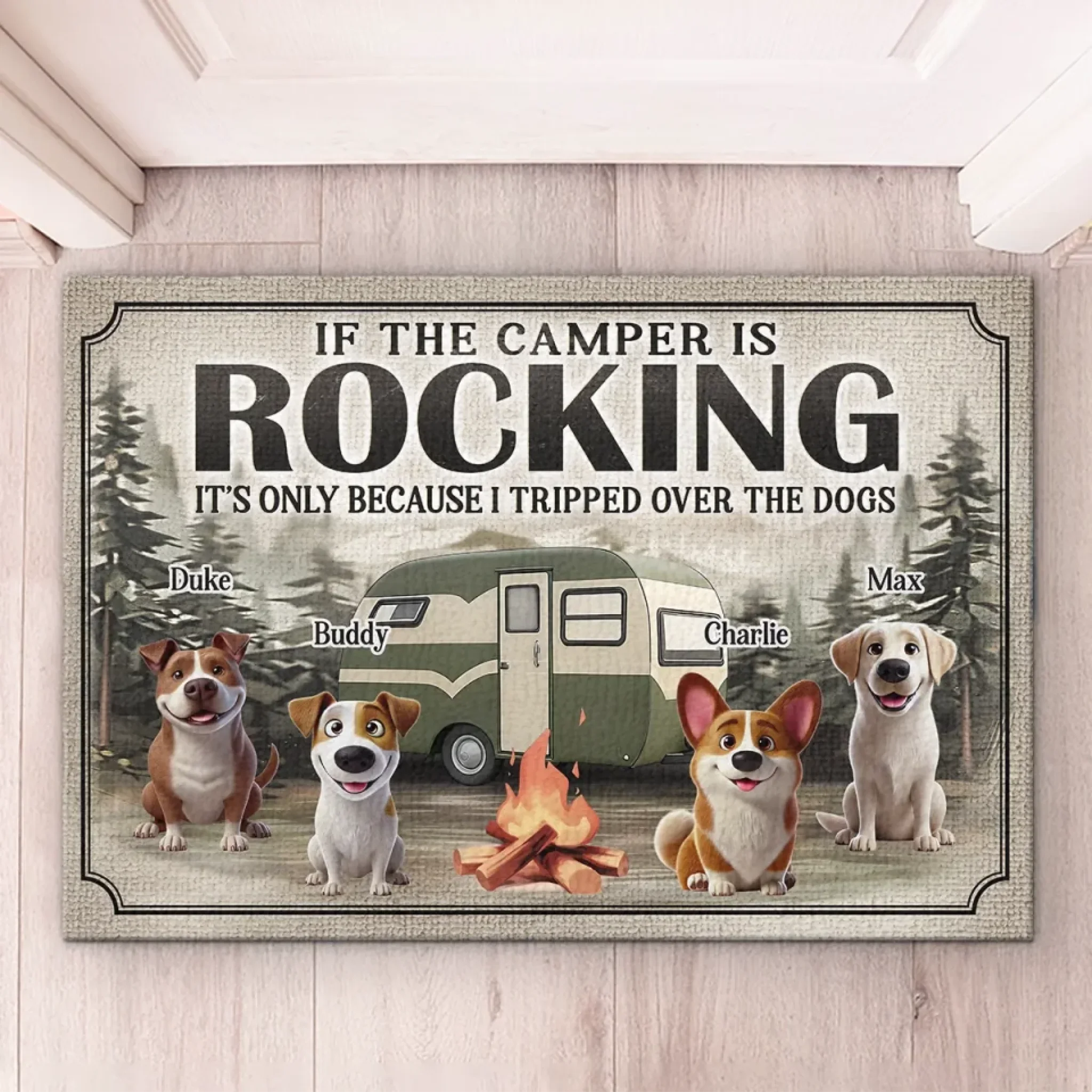 Welcome to Camp Pup Paradise - Dog Personalized Custom Home Decor Decorative Mat - House Warming Gift For Pet Owners, Pet Lovers