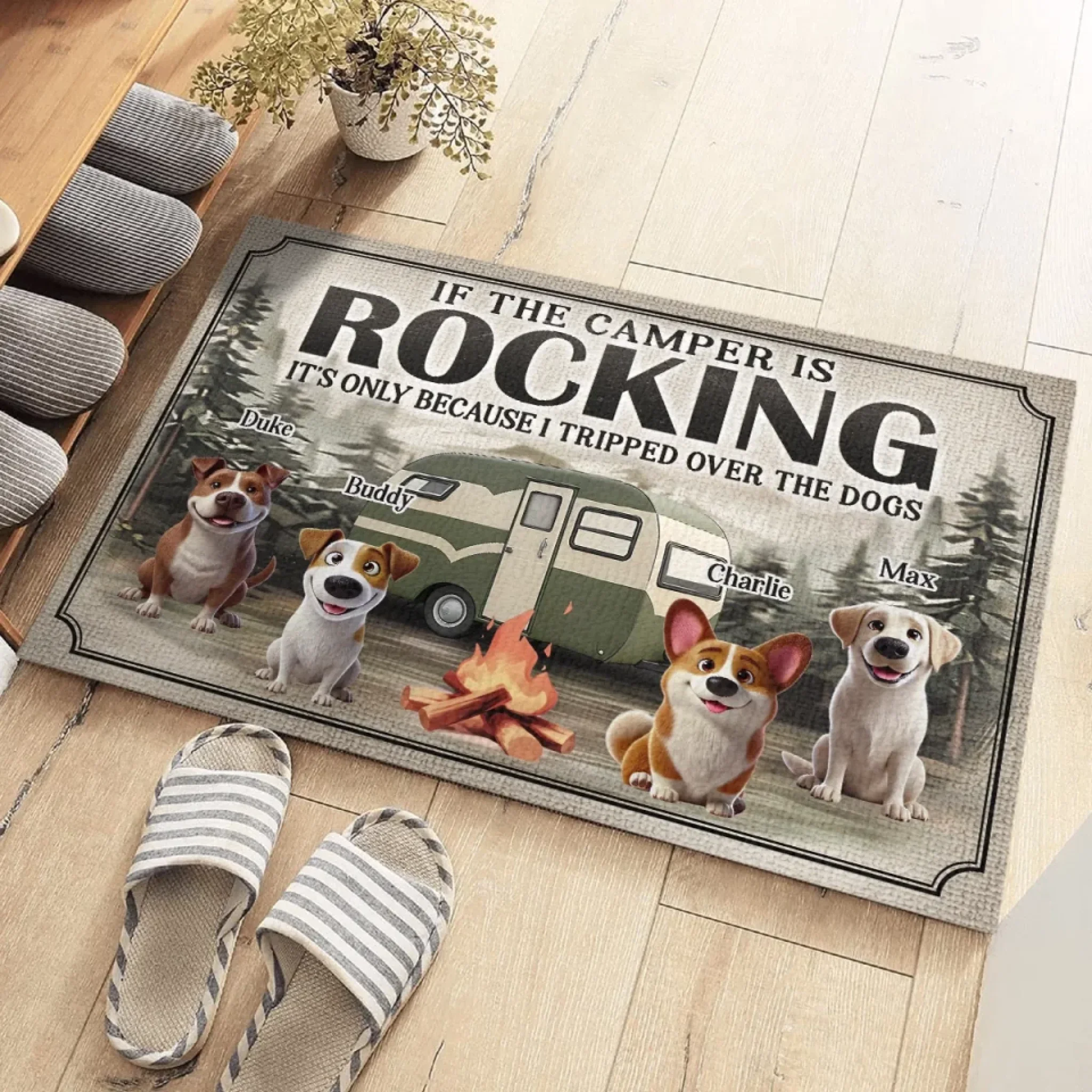 Welcome to Camp Pup Paradise - Dog Personalized Custom Home Decor Decorative Mat - House Warming Gift For Pet Owners, Pet Lovers - Image 3