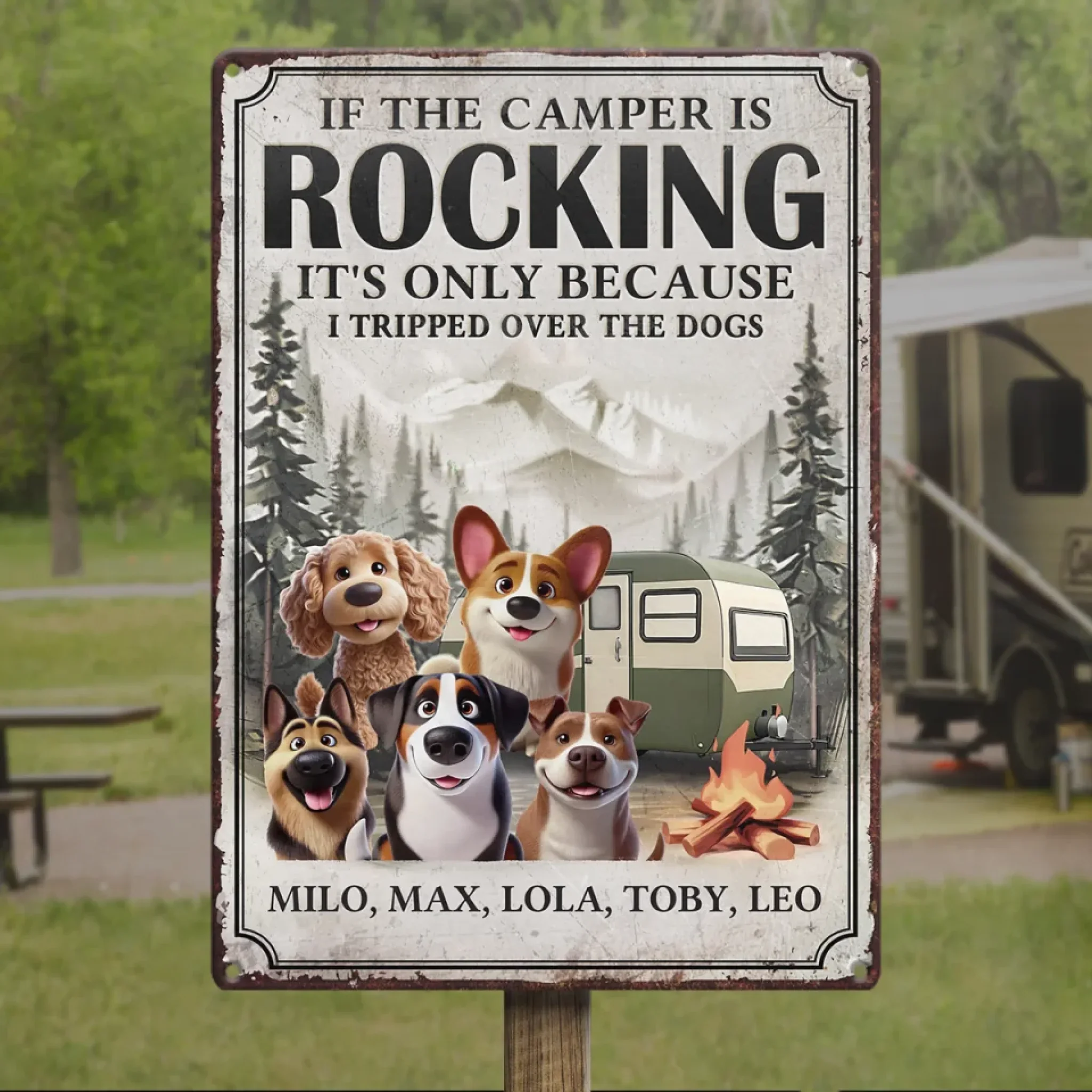 Welcome To Camp Wagging Tails - Dog Personalized Custom Home Decor Metal Sign - House Warming Gift For Pet Owners, Pet Lovers - Image 4
