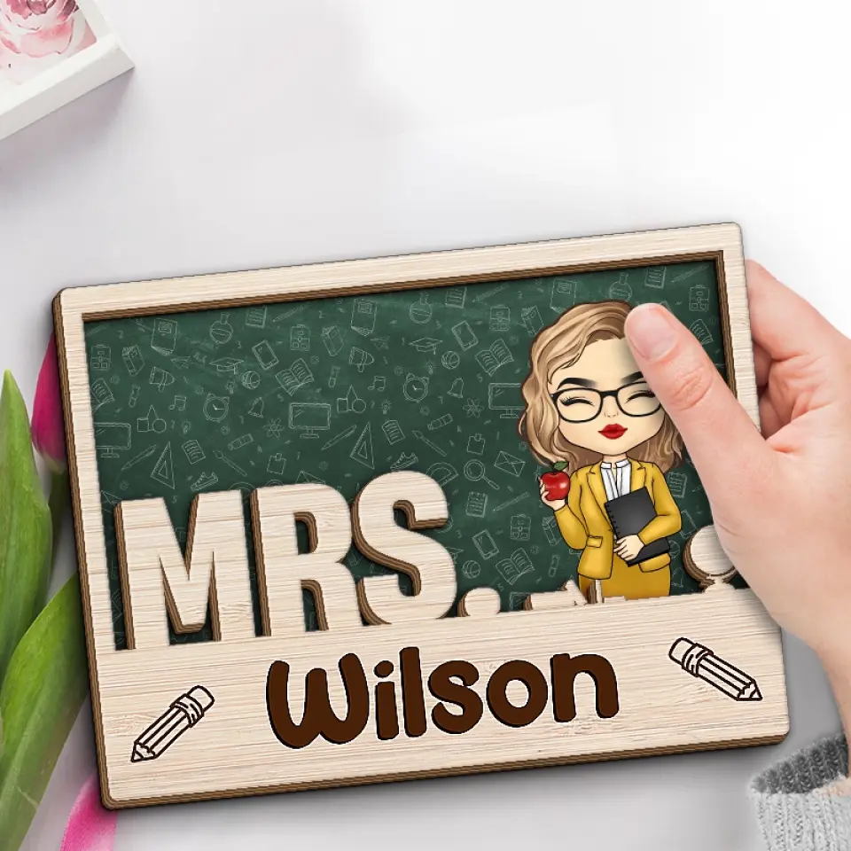 Welcome To Classroom - Teacher Personalized Custom 2-Layered Wooden Plaque With Stand - Gift For Teacher - Image 3