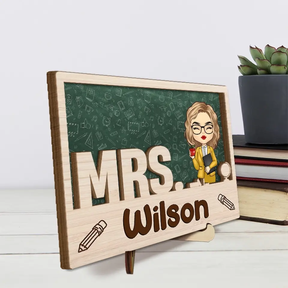Welcome To Classroom - Teacher Personalized Custom 2-Layered Wooden Plaque With Stand - Gift For Teacher - Image 4