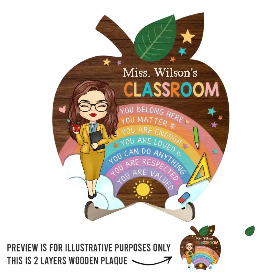 Welcome To My Classroom - Teacher Personalized Custom 2-Layered Wooden Plaque With Stand - Gift For Teacher - Image 2