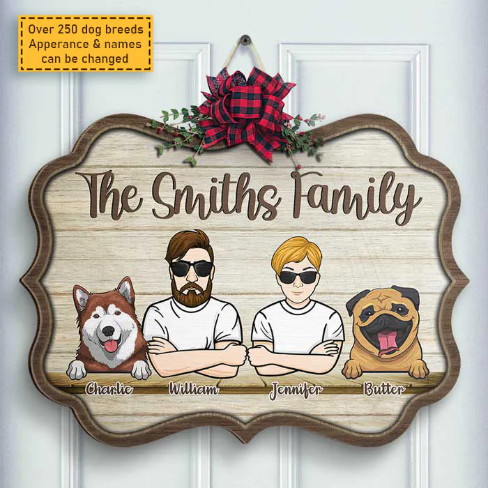 Welcome To Our Family - Gift For Dog Lovers - Personalized Shaped Door Sign - Image 3