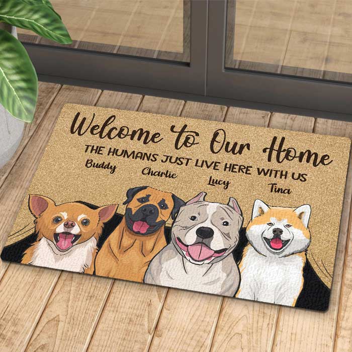 Welcome To Our Home - Gift For Dog Lovers, Personalized Decorative Mat - Image 4
