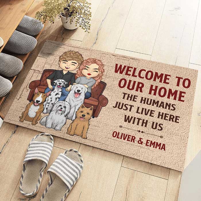 Welcome To Our Home, The Humans Just Live Here - Personalized Decorative Mat - Image 3