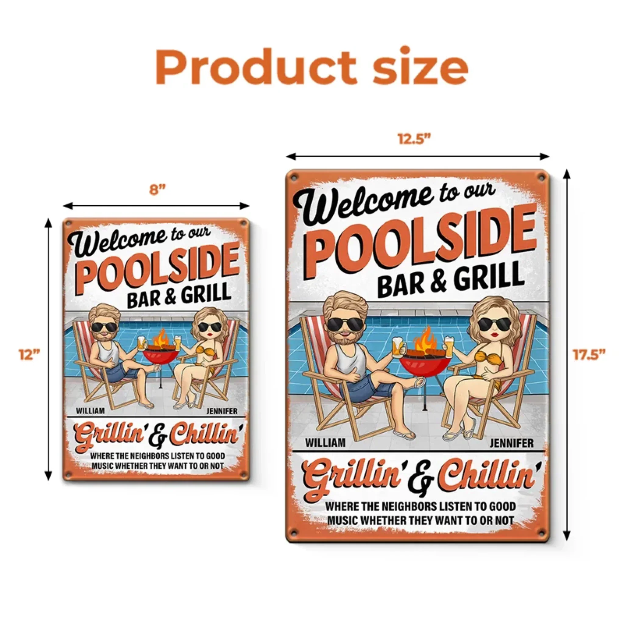 Welcome To Our Poolside - Couple Personalized Custom Home Decor Metal Sign - Gift For Yourself, Husband Wife, Best Friends, Family Members - Image 5