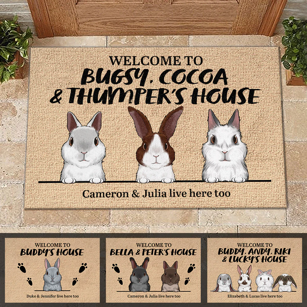 Welcome To The Rabbit's House Bunny - Personalized Decorative Mat - Image 3