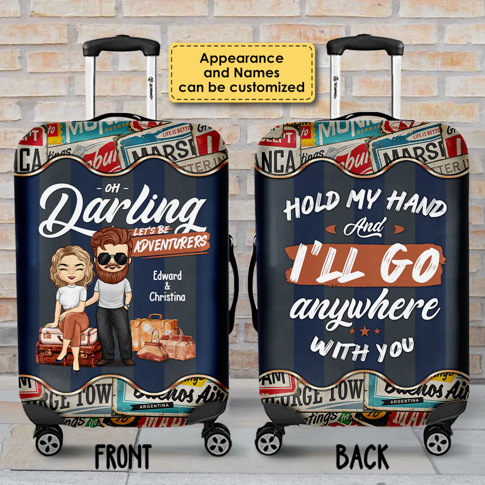 We'll Go Anywhere - Personalized Luggage Cover - Gift For Couples, Husband Wife - Image 3