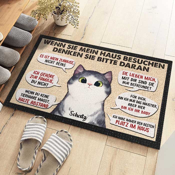 Wenn Sie Mein/Unser Haus Besuchen, Denken Sie Bitte Daran - Personalized Decorative Mat German - Image 4