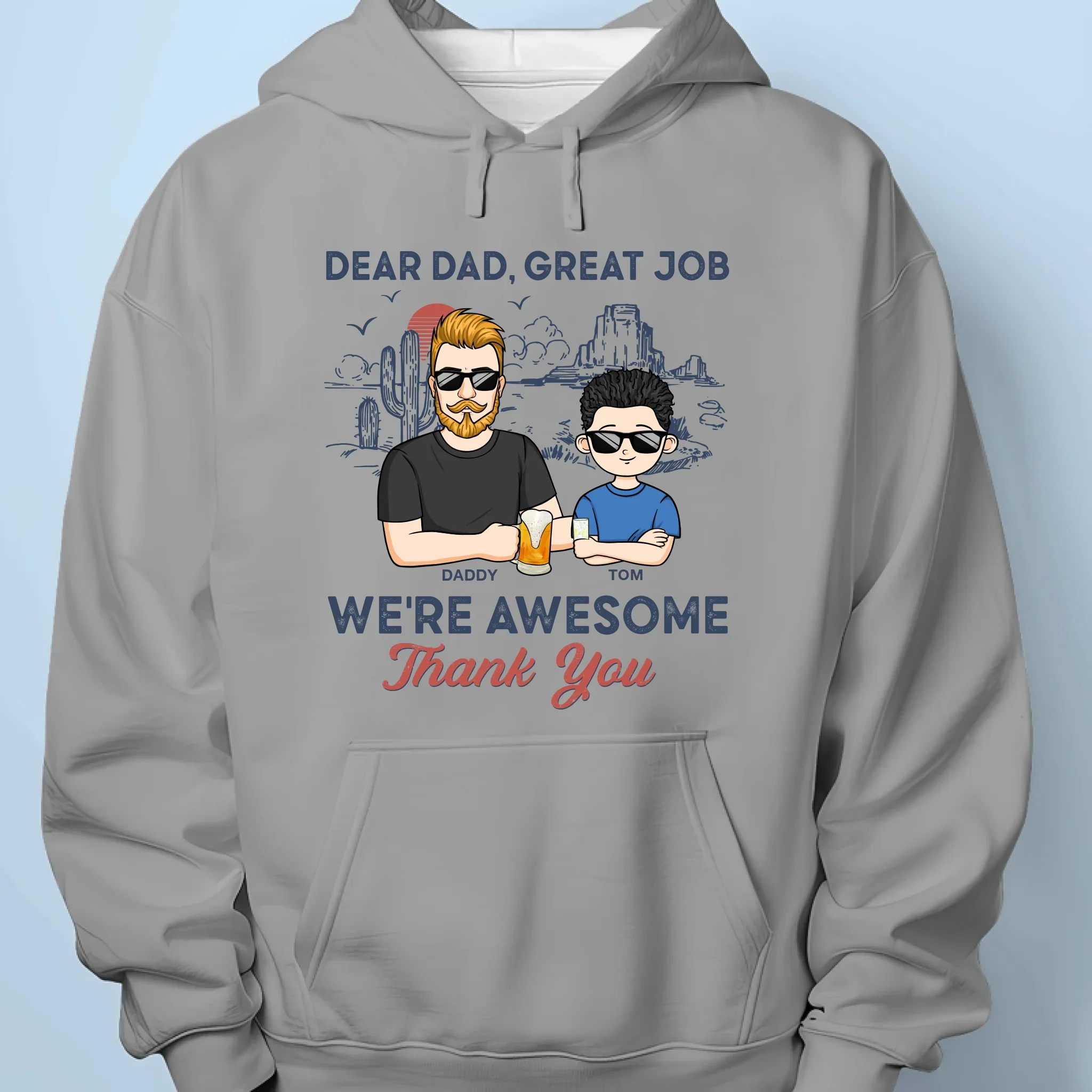 We’re Awesome Because Of You - Family Personalized Custom Unisex T-shirt, Premium T-shirt, Hoodie - Father's Day, Gift For Dad, Grandpa - Image 7