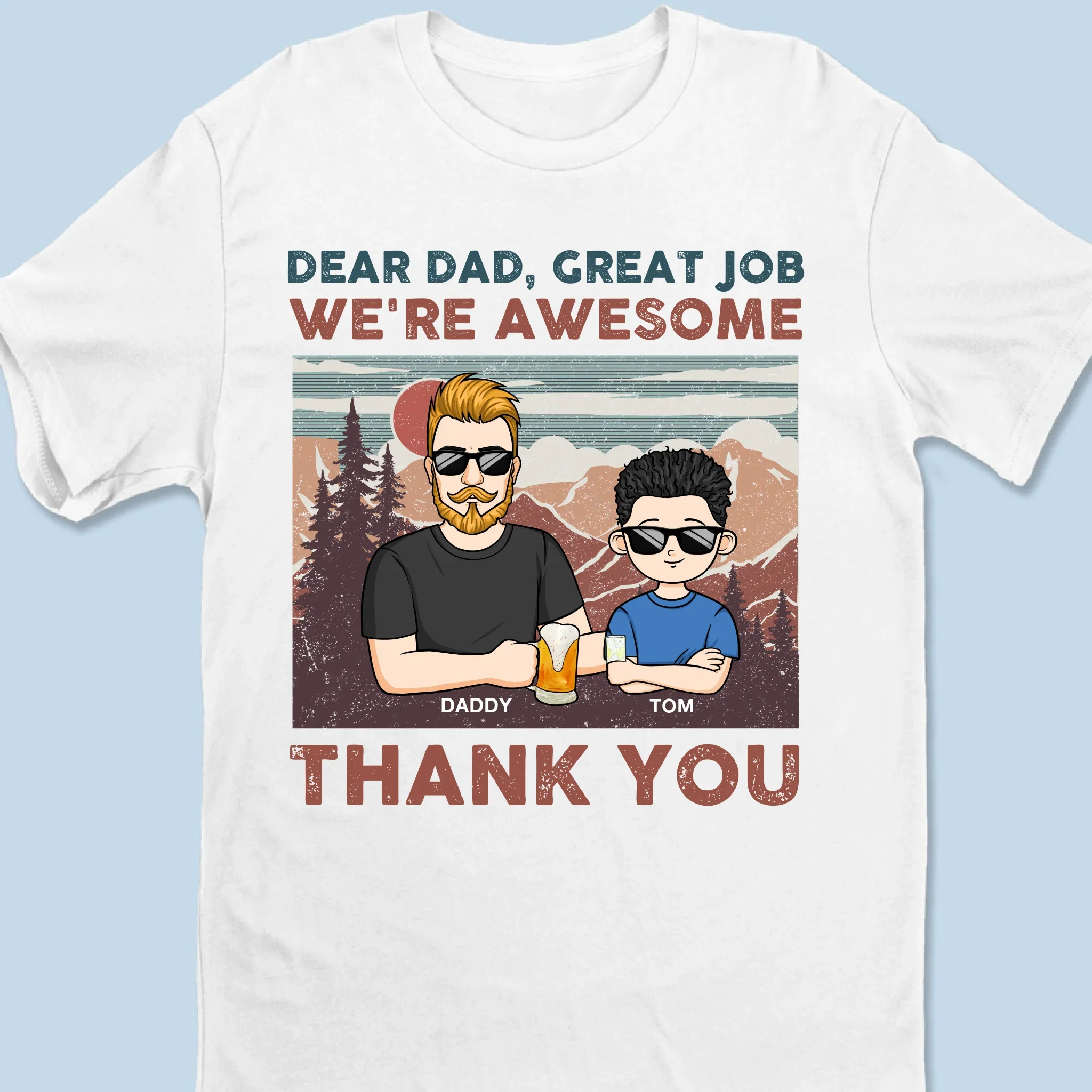 We’re Awesome, Just Like You Planned - Family Personalized Custom Unisex T-shirt, Premium T-shirt, Hoodie - Father's Day, Gift For Dad, Grandpa - Image 2