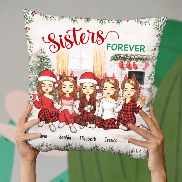 We're Sisters Forever - Bestie Personalized Custom Pillow (Insert Included) - Christmas Gift For Best Friends, BFF, Sisters - Image 3