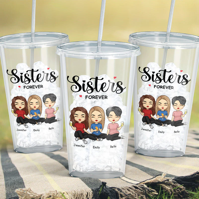 We're Soul Sisters - Bestie Personalized Custom Clear Acrylic Tumbler - Gift For Best Friends, BFF, Sisters - Image 3