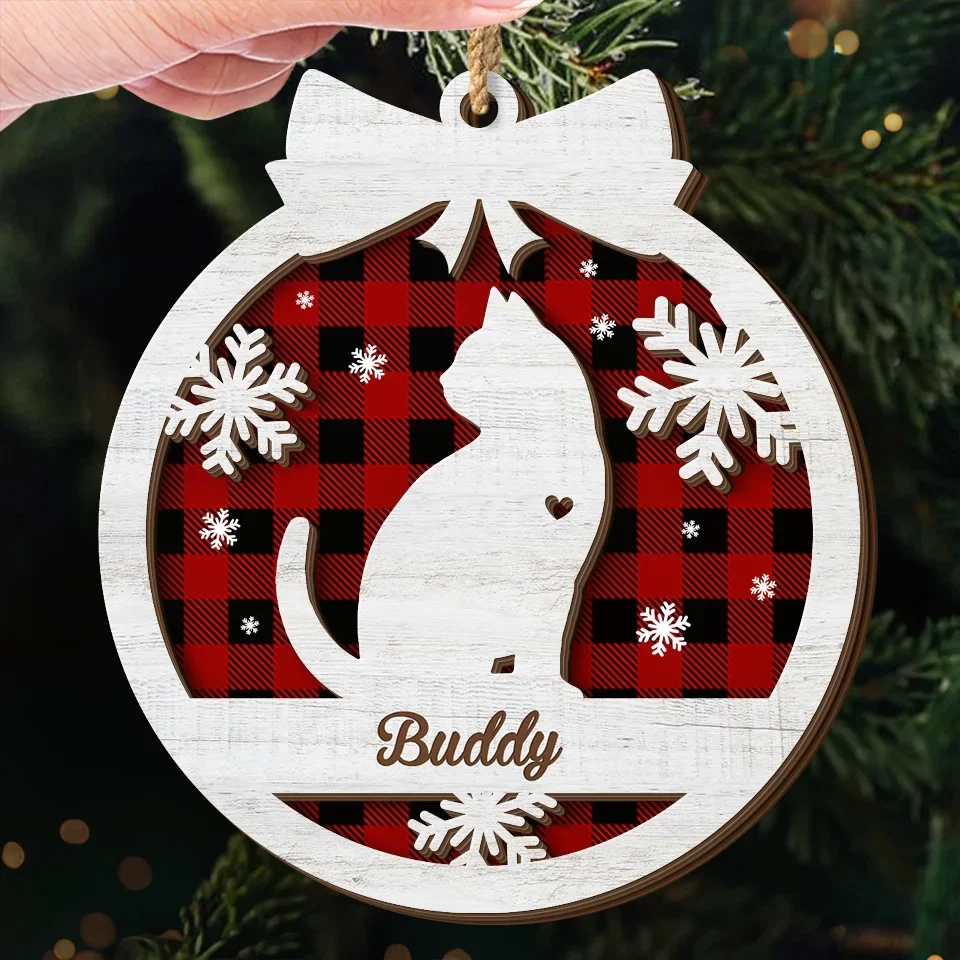 What A Greater Gift Than The Love Of A Cat - Memorial Personalized Custom Shaped 2 Layered Wood Christmas Ornament - Christmas Gift, Sympathy Gift For Pet Owners, Pet Lovers - Image 5