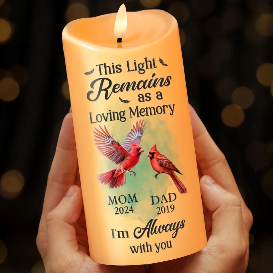 When A Cardinal Appears, Loved Ones Are Near - Memorial Personalized Custom LED Candle - Sympathy Gift, Christmas Gift For Family Members - Image 3
