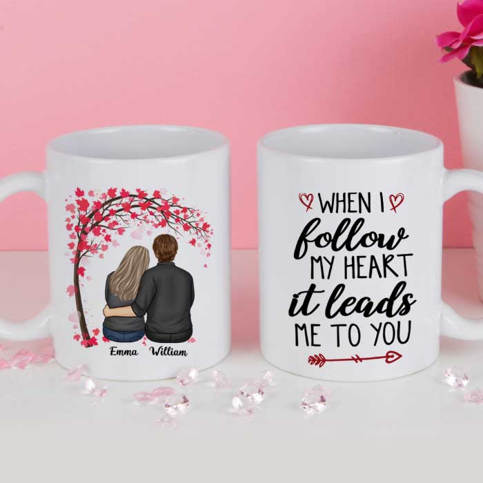 When I Follow My Heart It Leads Me To You - Gift For Couples, Personalized Mug - Image 2