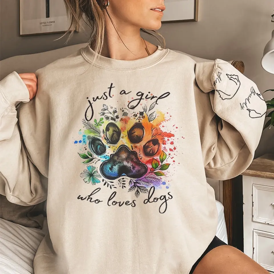 When I Needed A Hand, I Found A Paw - Dog & Cat Personalized Custom Unisex Sweatshirt With Design On Sleeve - Gift For Pet Owners, Pet Lovers - Image 3