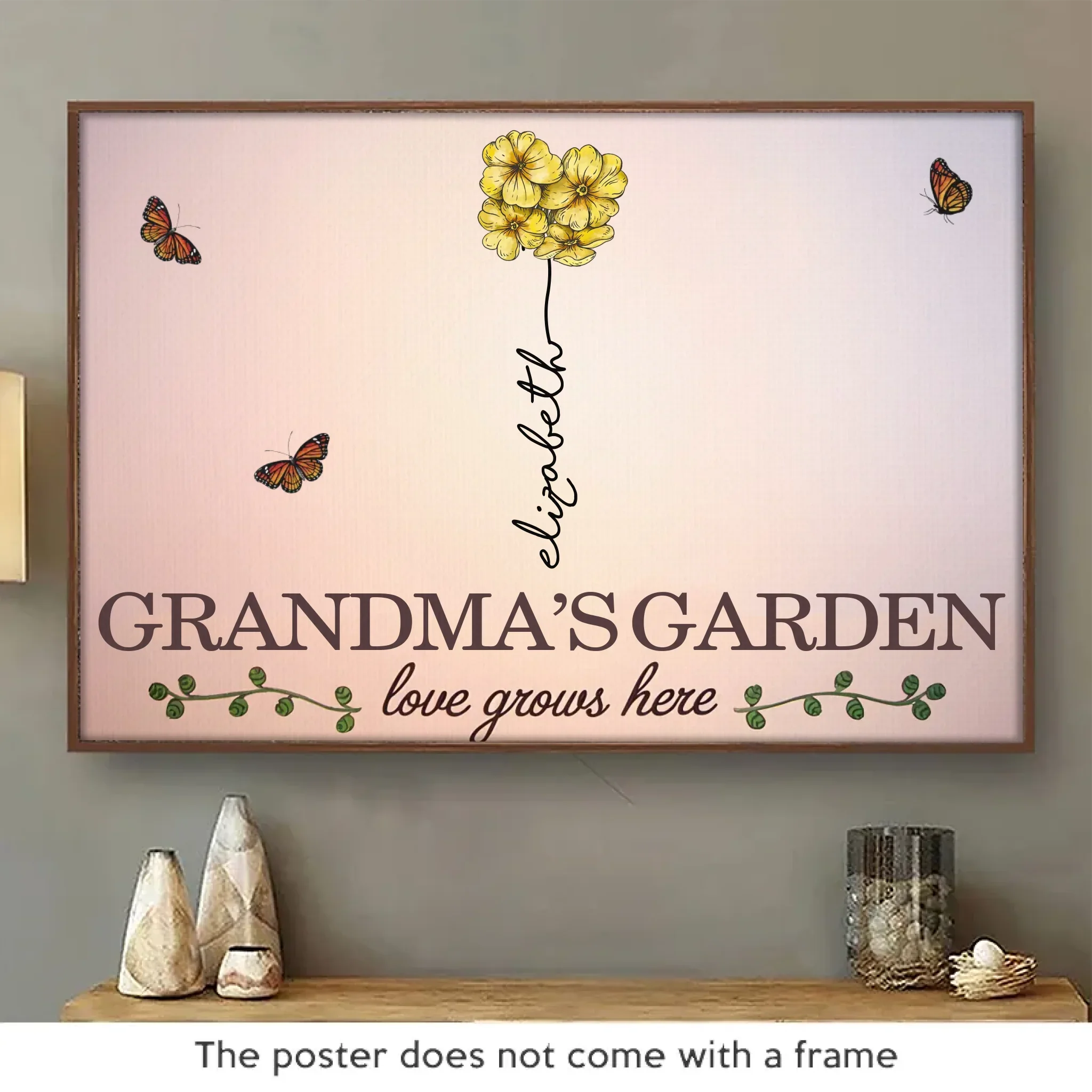 When Love Grows Here - Family Personalized Custom Horizontal Poster - Gift For Mom, Grandma - Image 2