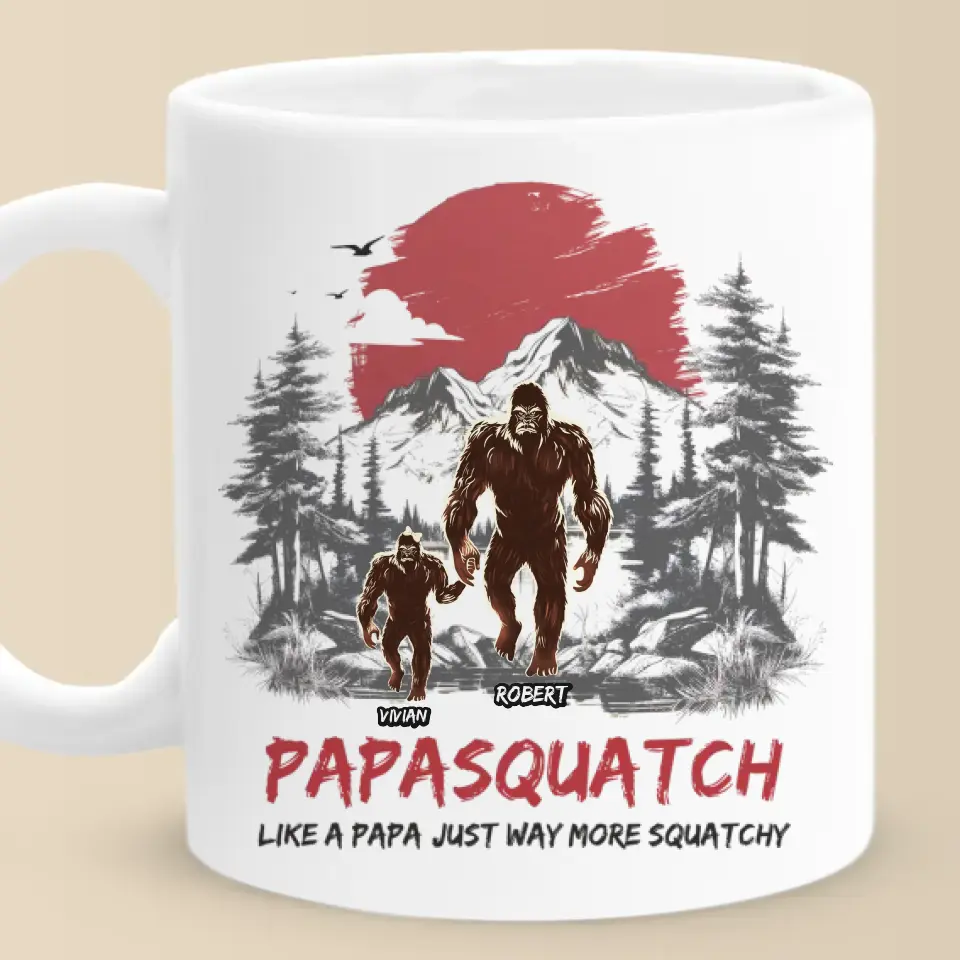 When The Moon Shines, Bigfoot Papa Rises - Family Personalized Custom Mug - Gift For Dad, Grandpa - Image 2