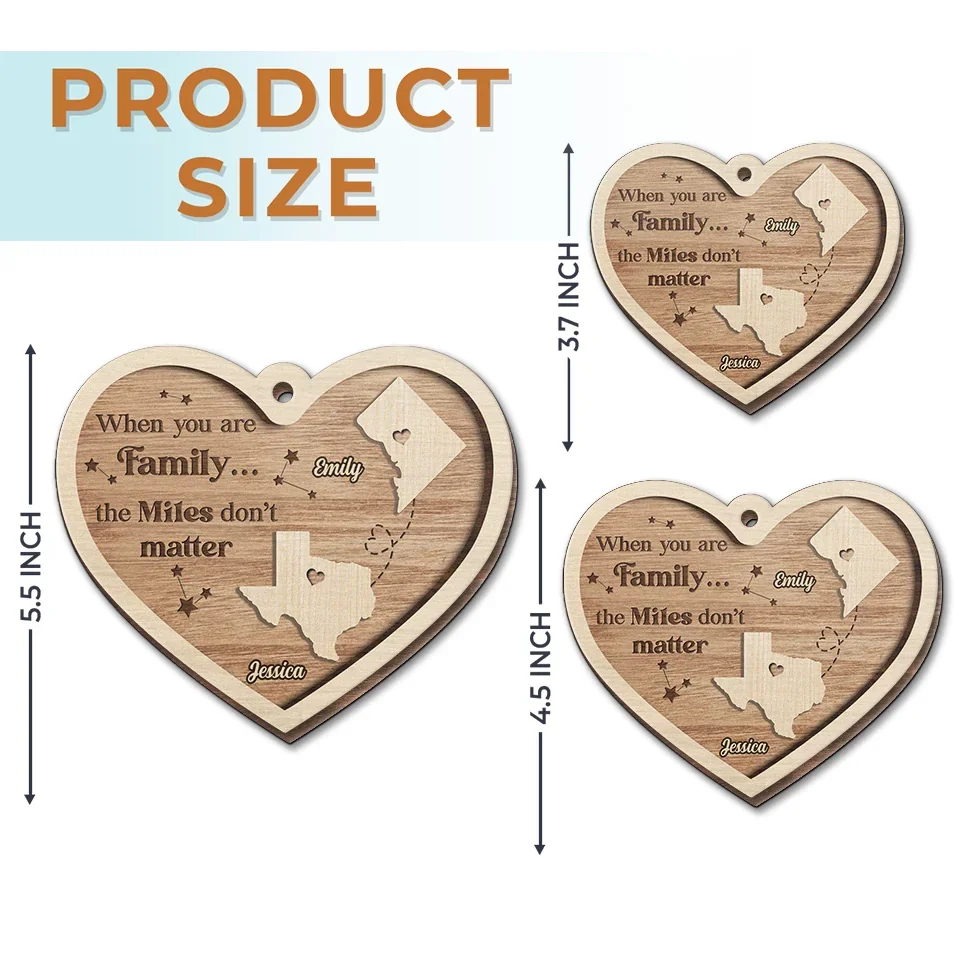 When You Are Family The Miles Don't Matter - Family Personalized Custom Ornament - Wood Custom Shaped - Christmas Gift For Family Members - Image 6