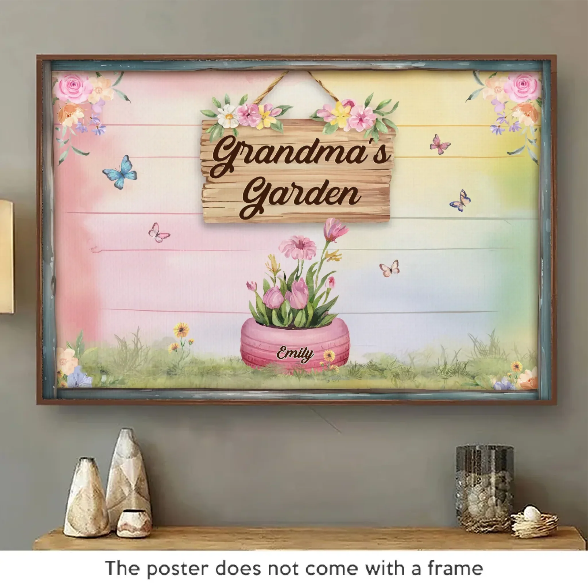 Where Flowers Bloom, So Does Love - Family Personalized Custom Horizontal Poster - Mother's Day, Gift For Mom, Grandma - Image 2