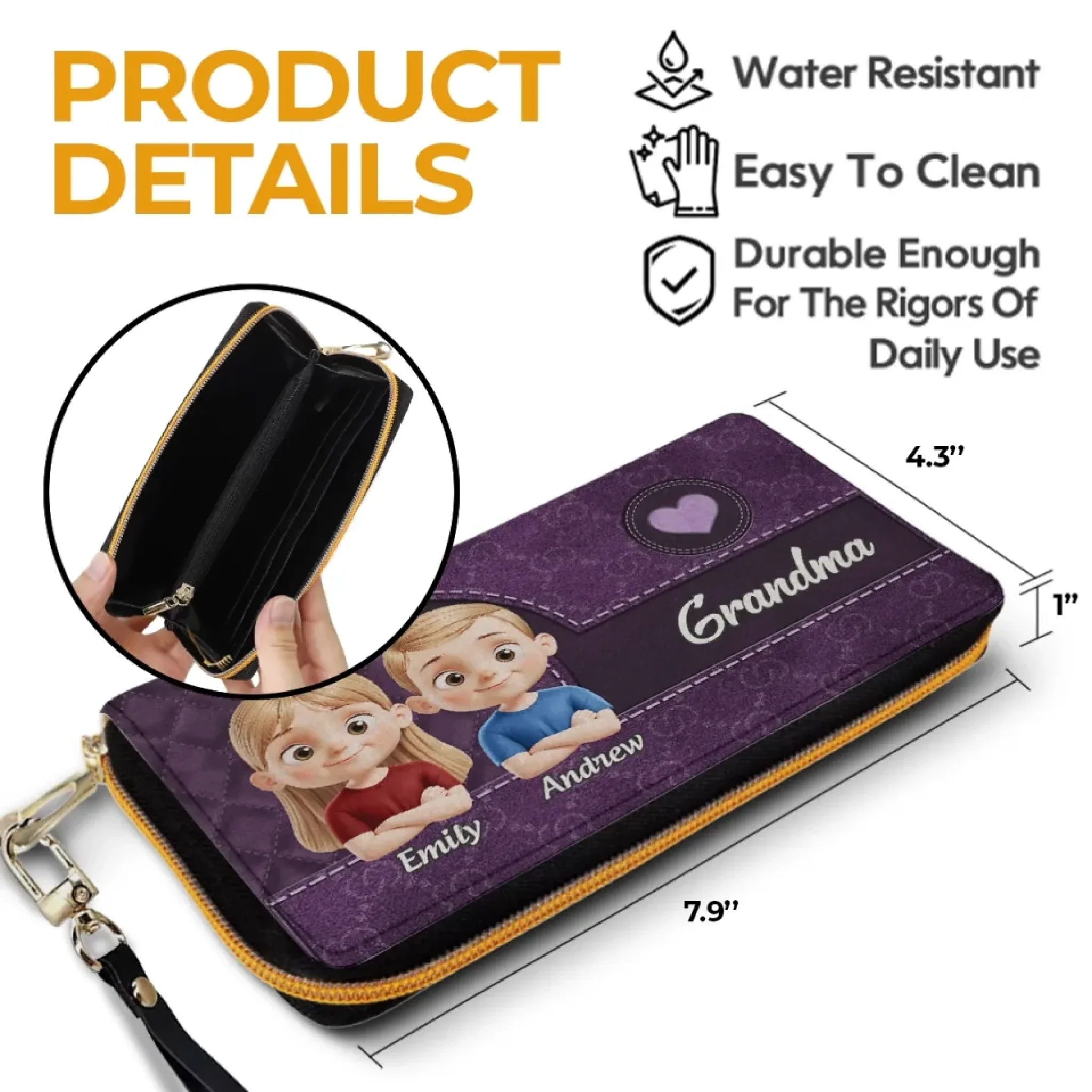 Where Love Is Always Within Reach - Family Personalized Custom Leather Long Wallet - Mother's Day, Gift For Mom, Grandma - Image 6