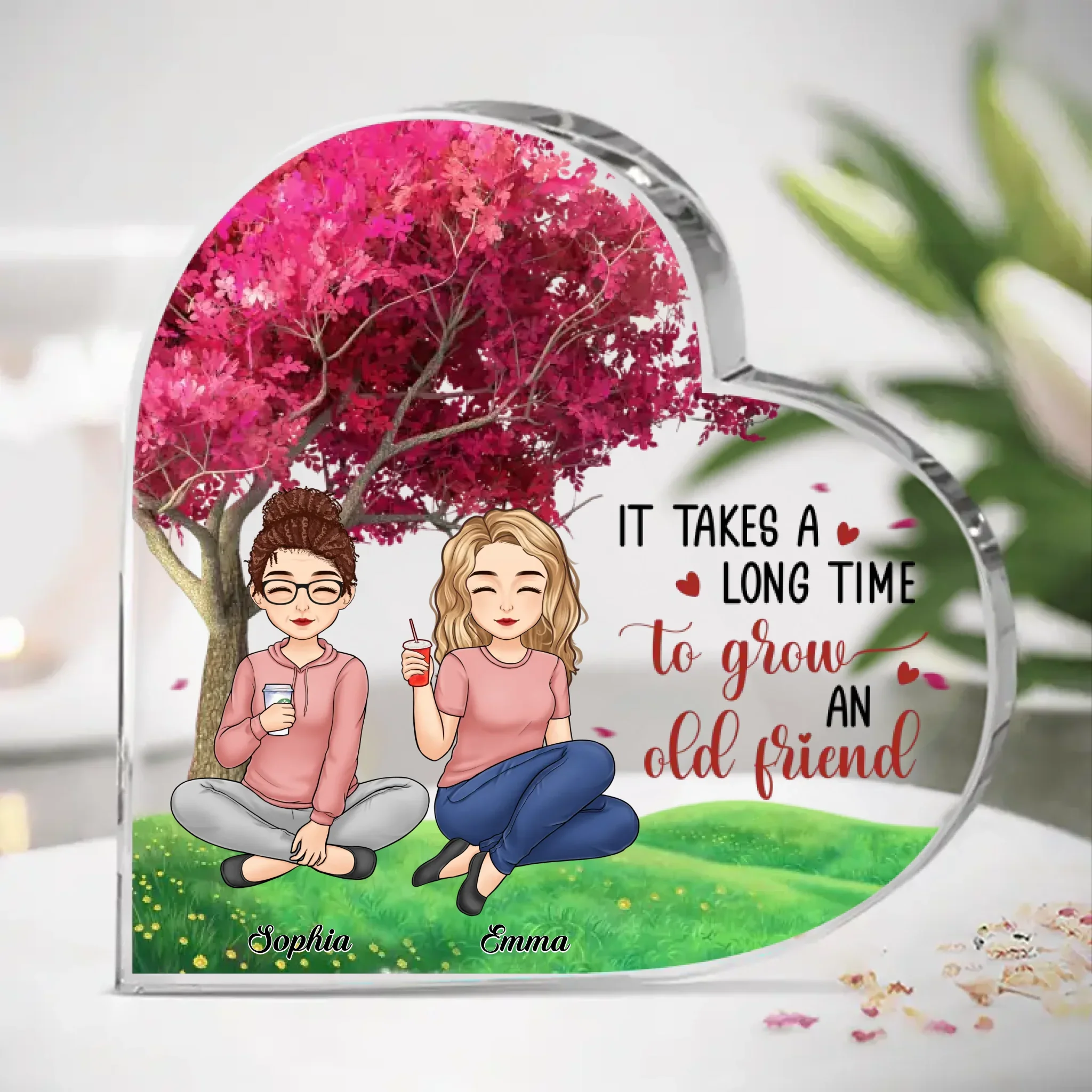 Where The Trees Whisper, Our Friendship Grows
 - Bestie Personalized Custom Heart Shaped Acrylic Plaque - Christmas Gift For Best Friends, BFF, Sisters - Image 2