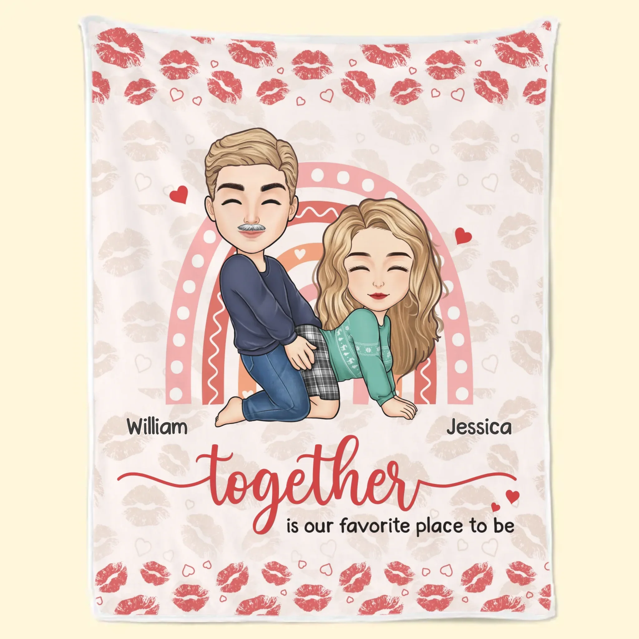Wherever We Are, Together Is Our Favorite Place To Be - Couple Personalized Custom Blanket - Christmas Gift For Husband Wife, Anniversary - Image 2