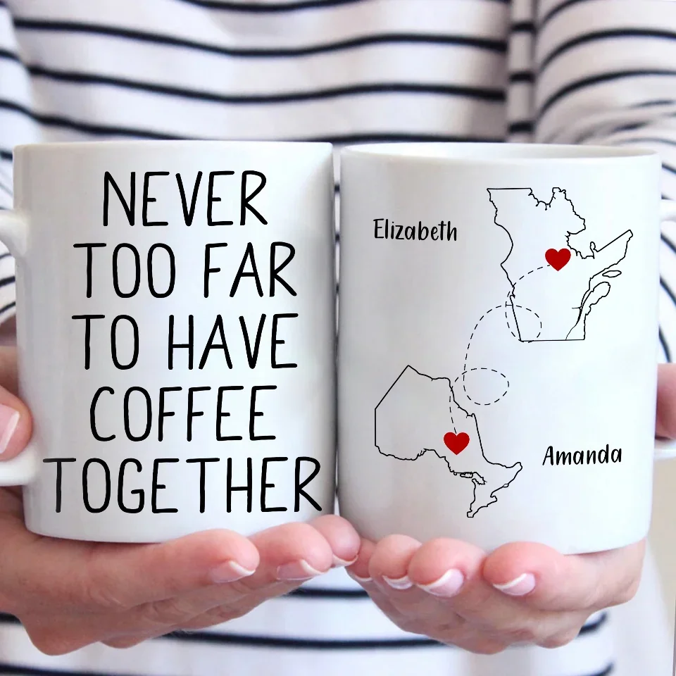 Whether Near Or Far, We Can Always Have A Drink Together - Bestie Personalized Custom Mug - Christmas Gift For Best Friends, BFF, Sisters - Image 3