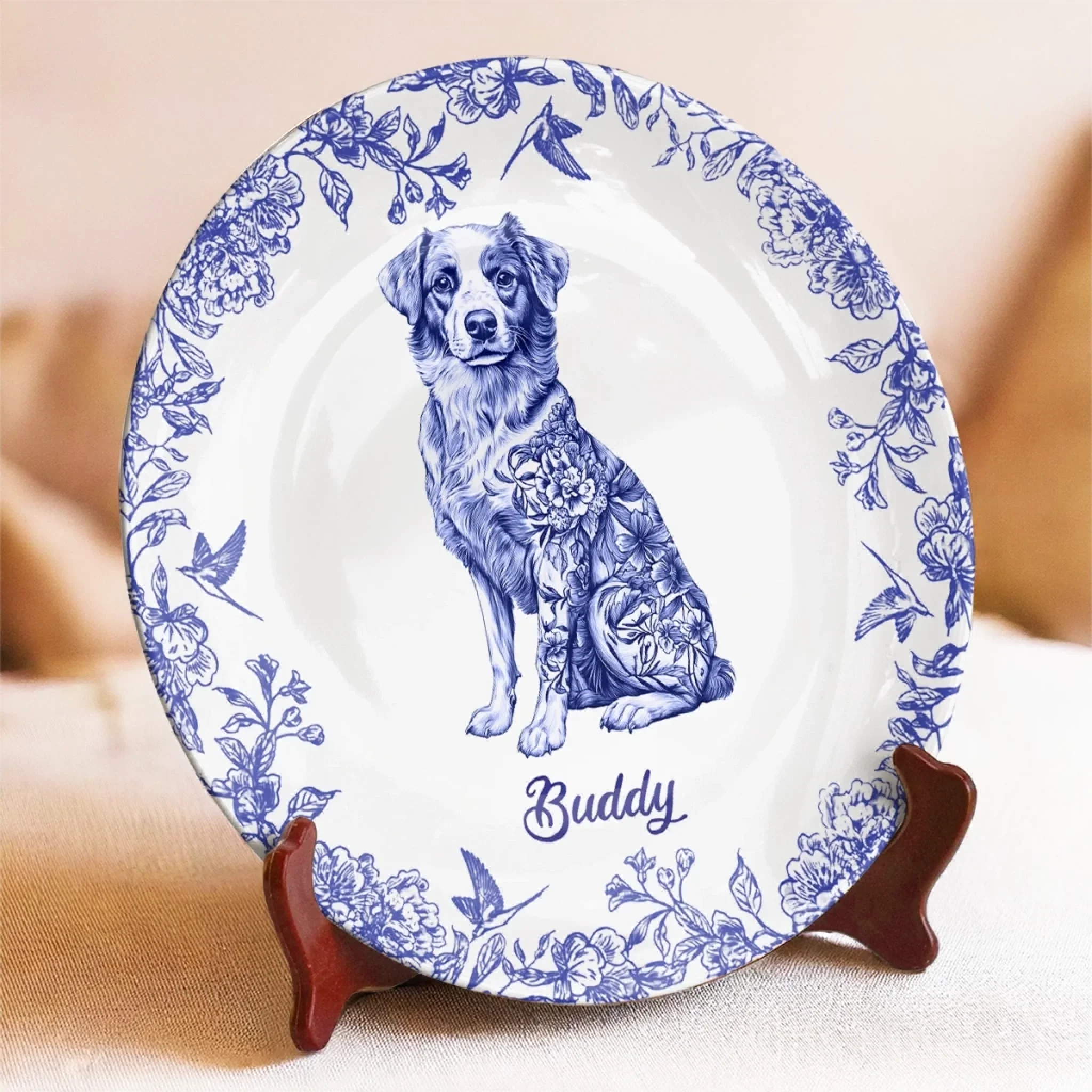 Whispers Of Love In Blue - Dog Personalized Custom Ceramic Plate - Father's Day, Gift For Pet Owners, Pet Lovers - Image 4