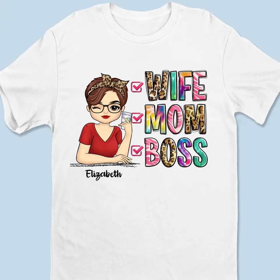 Wife, Mom, Boss - Family Personalized Custom Unisex T-shirt, Hoodie, Sweatshirt - Gift For Mom - Image 2