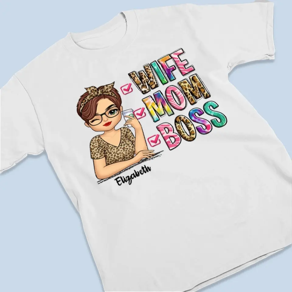 Wife, Mom, Boss - Family Personalized Custom Unisex T-shirt, Hoodie, Sweatshirt - Gift For Mom - Image 3