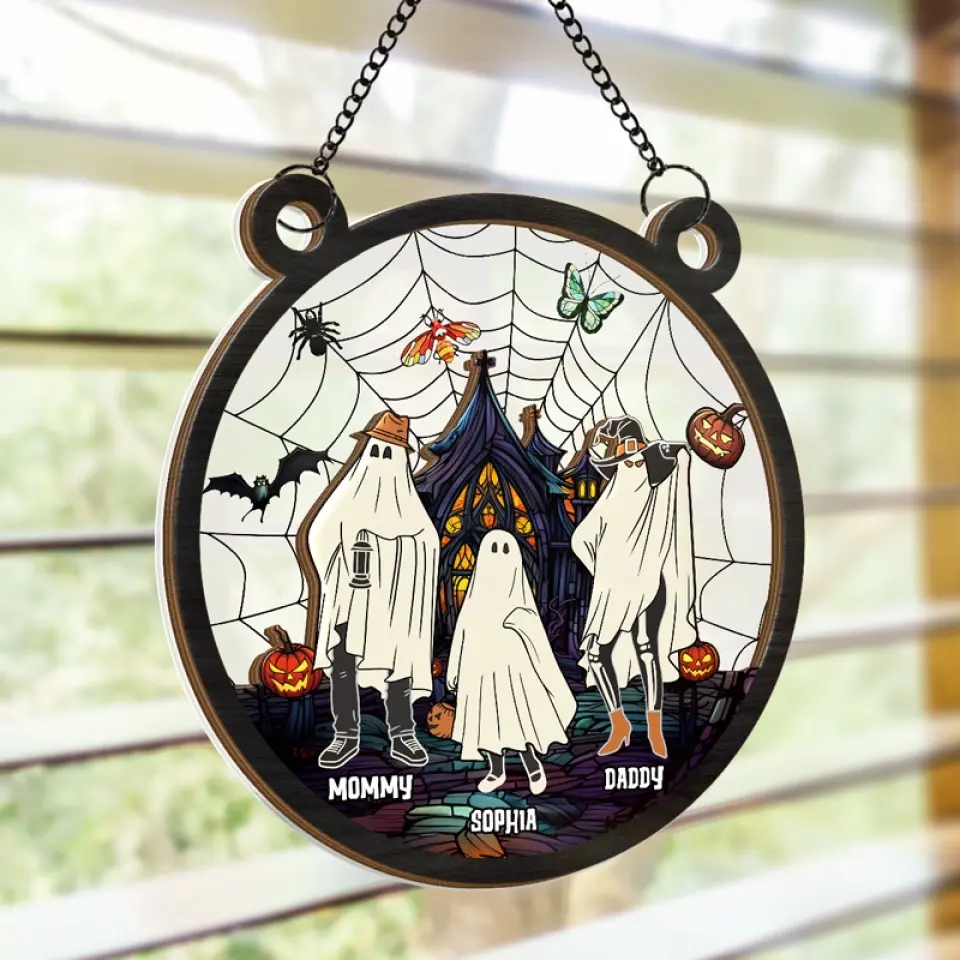 Wishing You A Haunting Night - Family Personalized Window Hanging Suncatcher - Halloween Gift For Family Members - Image 4