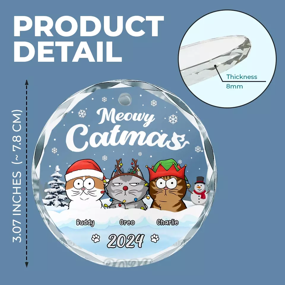 Wishing You A Pawsome And Merry Christmas - Dog & Cat Personalized Custom Circle Glass Ornament - Christmas Gift For Pet Owners, Pet Lovers - Image 4