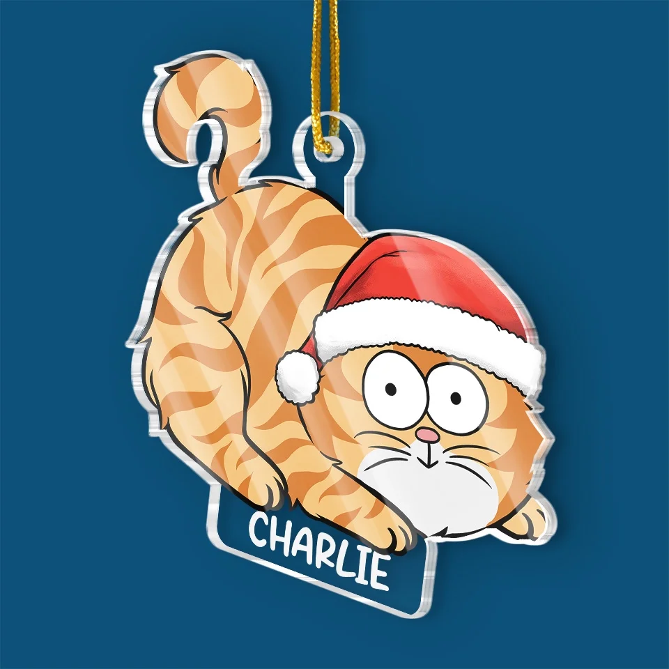 Wishing You A Very Meowy Christmas - Cat Personalized Custom Ornament - Acrylic Custom Shaped - Christmas Gift For Pet Owners, Pet Lovers - Image 3