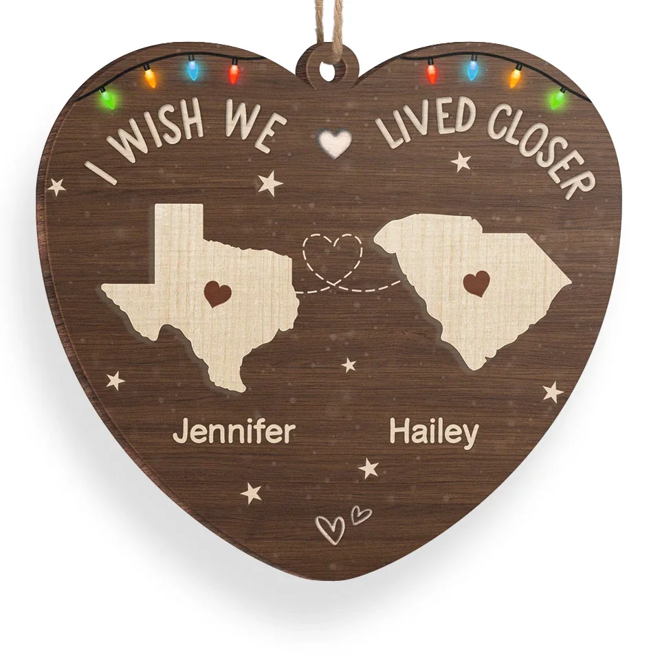 Wishing You Were Here By My Side - Bestie Personalized Custom Ornament - Wood Custom Shaped - Christmas Gift For Best Friends, BFF, Sisters - Image 3