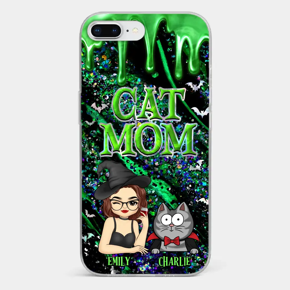 Witchy Vibes For Cat Mom This Halloween - Cat Personalized Custom Clear Phone Case - Halloween Gift For Pet Owners, Pet Lovers - Image 3
