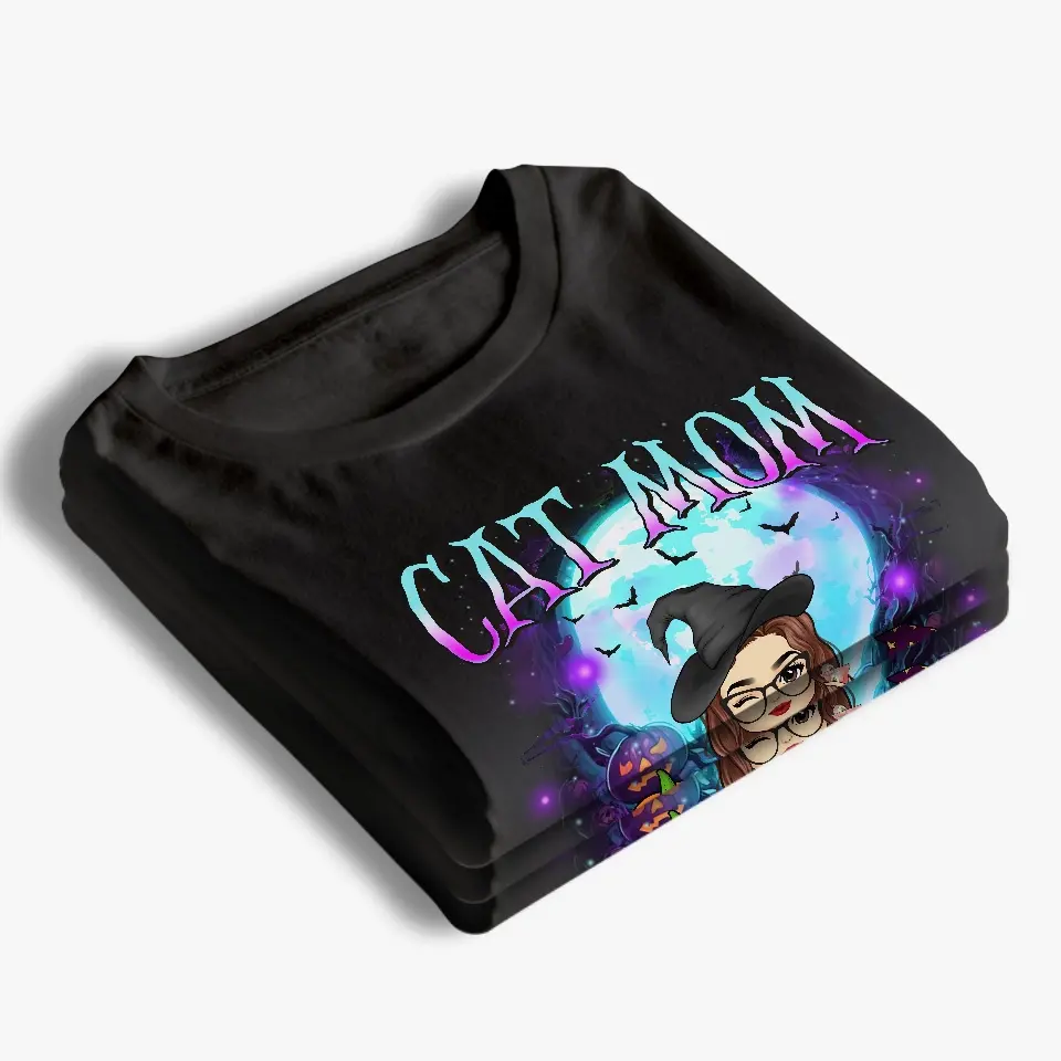Witchy Vibes For Cat Mom This Halloween - Cat Personalized Custom Unisex T-shirt, Hoodie, Sweatshirt - Halloween Gift For Pet Owners, Pet Lovers - Image 4