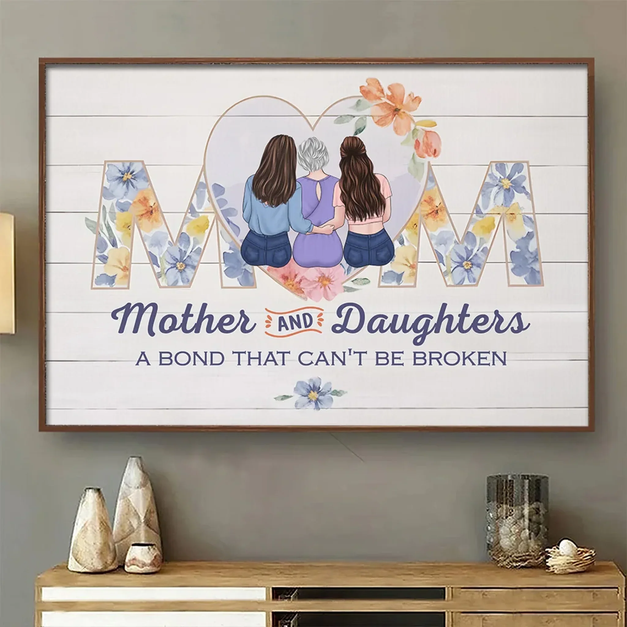 With My Mom, Every Moment Feels Like Home - Family Personalized Custom Horizontal Poster - Gift For Mom, Daughter - Image 3