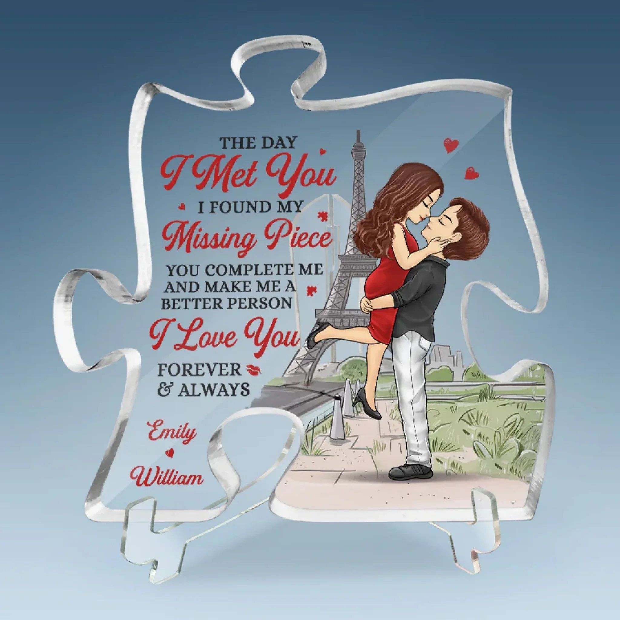 With You, I Find My Joy - Couple Personalized Custom Puzzle Shaped Acrylic Plaque - Gift For Husband Wife, Anniversary - Image 5